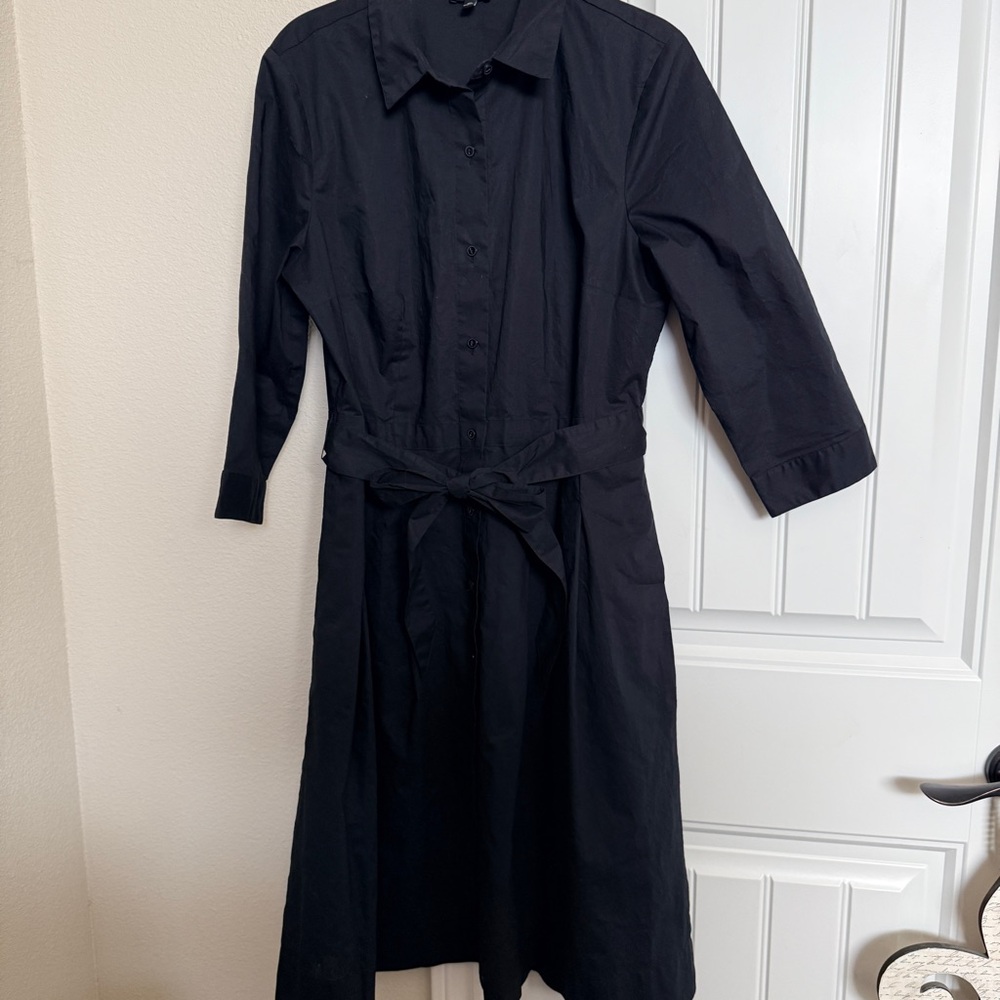 Talbots Classic Black Shirt Dress Size 10 Petite